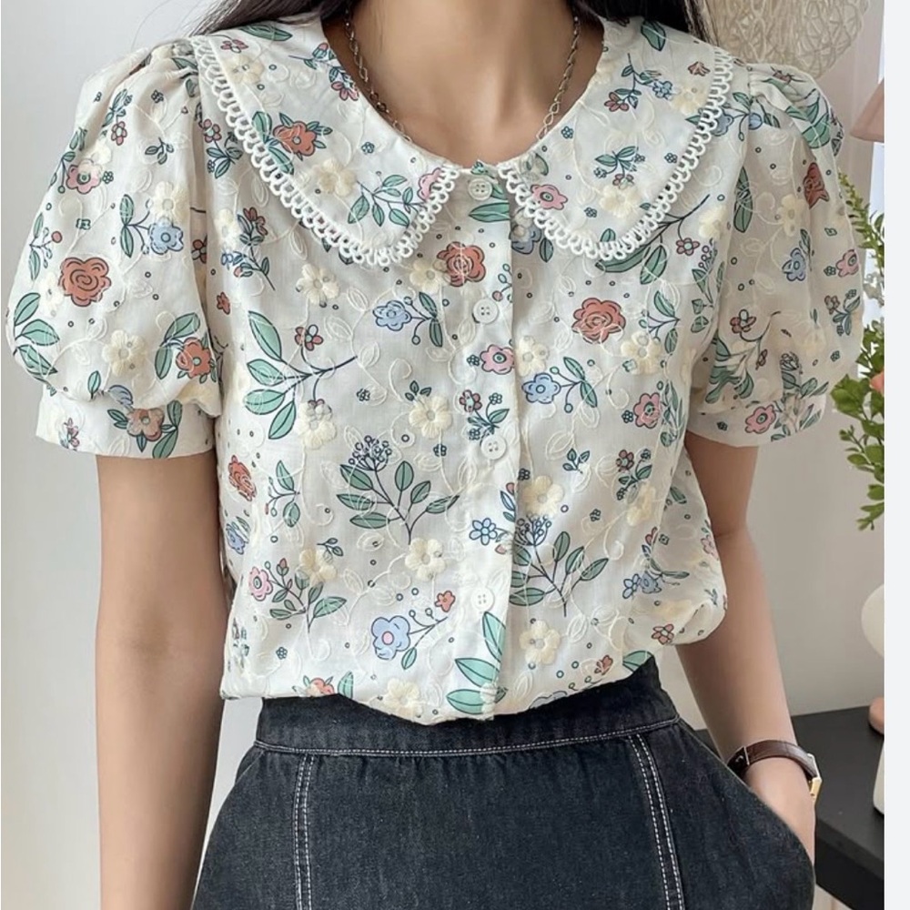 Dazy puff sleeve floral top
